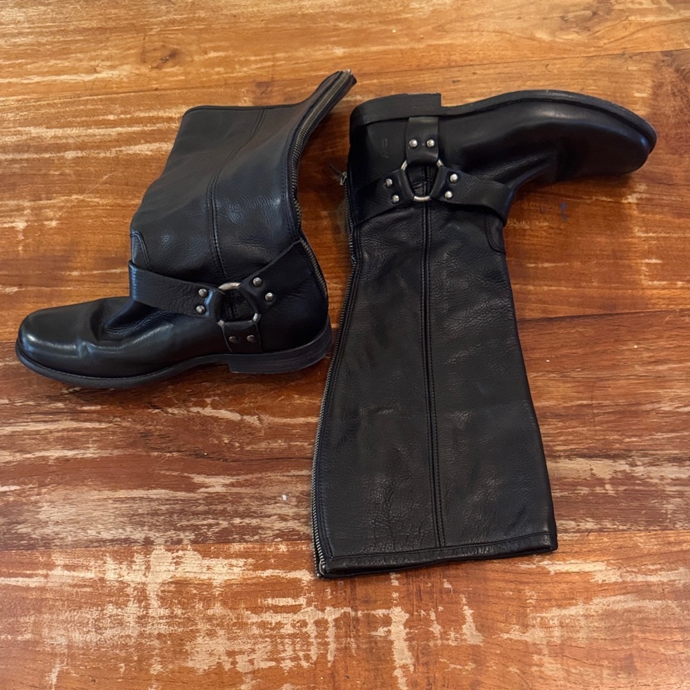 Frye Black Over the Knee Leather Boots